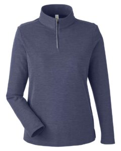 CORE365 CE405W Women’s Fusion ChromaSoft™ Pique Quarter-Zip Pullover – Classic Navy Heather
