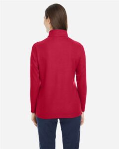 CORE365 CE405W Women’s Fusion ChromaSoft™ Pique Quarter-Zip Pullover – Classic Red (on model back)