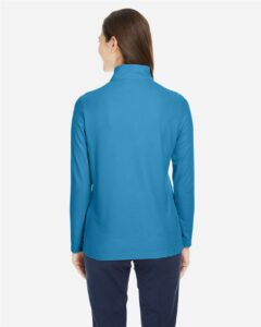 CORE365 CE405W Women’s Fusion ChromaSoft™ Pique Quarter-Zip Pullover – Electric Blue (on model back)