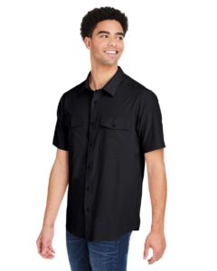 CORE365 CE510 Men’s Ultra UVP® Marina Shirt – Black (on model side)
