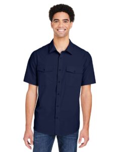 CORE365 CE510 Men’s Ultra UVP® Marina Shirt – Classic Navy (on model)