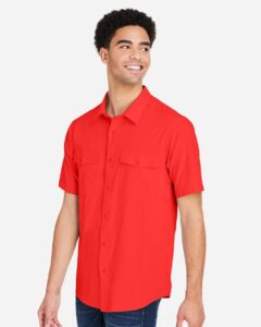 CORE365 CE510 Men’s Ultra UVP® Marina Shirt – Marina Red (on model side)