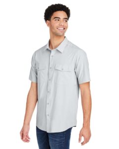 CORE365 CE510 Men’s Ultra UVP® Marina Shirt – Platinum (on model side)