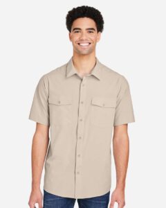 CORE365 CE510 Men’s Ultra UVP® Marina Shirt – Stone (on model)
