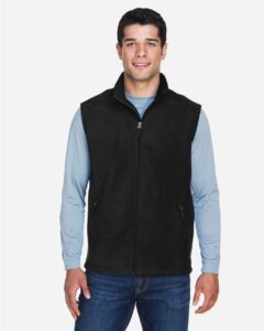 CORE365 88191 Men’s Journey Fleece Vest – Black (on model)