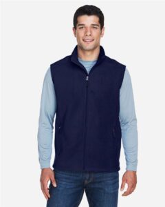 CORE365 88191 Men’s Journey Fleece Vest – Classic Navy (on model)