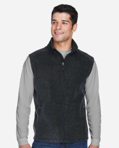 CORE365 88191 Men’s Journey Fleece Vest – Heather Charcoal (on model)