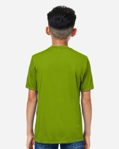CORE365 CE10Y Youth Capital Performance T-Shirt – Acid Green (on model back)