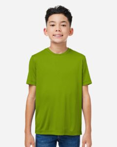 CORE365 CE10Y Youth Capital Performance T-Shirt – Acid Green (on model)