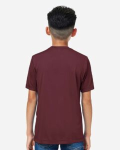 CORE365 CE10Y Youth Capital Performance T-Shirt – Burgundy (on model back)