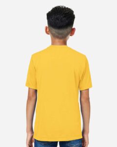 CORE365 CE10Y Youth Capital Performance T-Shirt – Campus Gold (on model back)