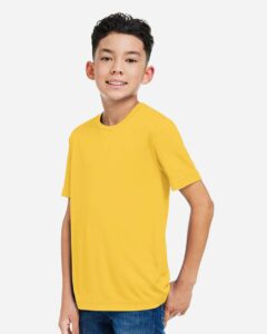CORE365 CE10Y Youth Capital Performance T-Shirt – Campus Gold (on model side)