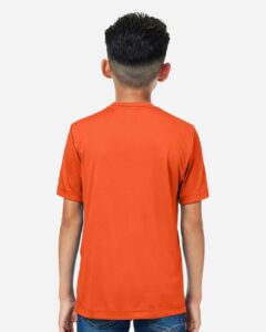 CORE365 CE10Y Youth Capital Performance T-Shirt – Campus Orange (on model back)