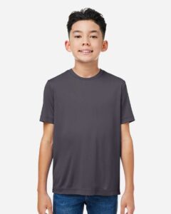 CORE365 CE10Y Youth Capital Performance T-Shirt – Carbon (on model)