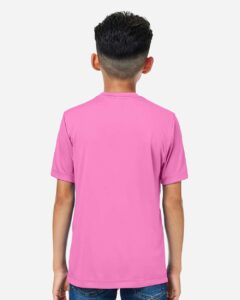 CORE365 CE10Y Youth Capital Performance T-Shirt – Charity Pink (on model back)