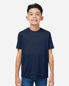 CORE365 CE10Y Youth Capital Performance T-Shirt – Classic Navy (on model)
