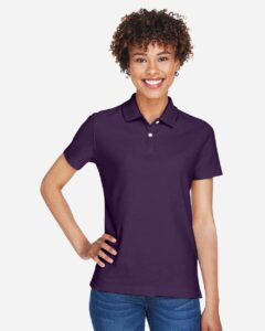 Devon & Jones DG150W Women’s DRYTEC20™ Performance Polo – Deep Purple (on model)