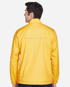 CORE365 88183 Men’s Techno Lite Motivate Unlined Lightweight Jacket – Campus Gold (on model back)