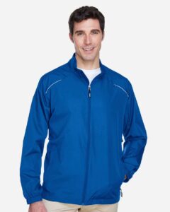 CORE365 88183 Men’s Techno Lite Motivate Unlined Lightweight Jacket – True Royal (on model)