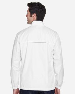 CORE365 88183 Men’s Techno Lite Motivate Unlined Lightweight Jacket – White (on model back)