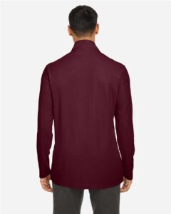 CORE365 CE405 Men’s Fusion ChromaSoft™ Pique Quarter-Zip Pullover – Burgundy (on model back)