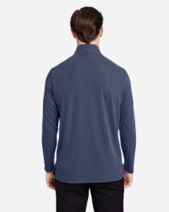 CORE365 CE405 Men’s Fusion ChromaSoft™ Pique Quarter-Zip Pullover – Classic Navy Heather (on model back)