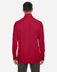 CORE365 CE405 Men’s Fusion ChromaSoft™ Pique Quarter-Zip Pullover – Classic Red (on model back)