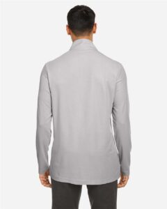 CORE365 CE405 Men’s Fusion ChromaSoft™ Pique Quarter-Zip Pullover – Platinum (on model back)