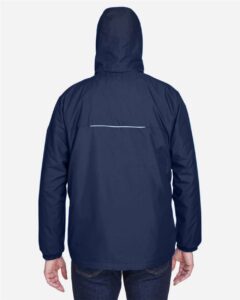 CORE365 88189 Men’s Brisk Insulated Jacket – Classic Navy (on model back)