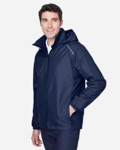CORE365 88189 Men’s Brisk Insulated Jacket – Classic Navy (on model side)