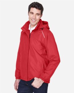 CORE365 88189 Men’s Brisk Insulated Jacket – Classic Red (on model side)