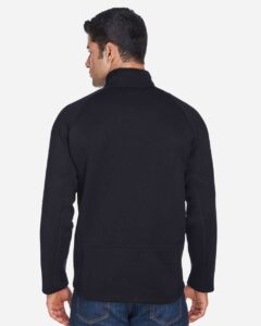 Devon & Jones DG792 Unisex Bristol Sweater Fleece Quarter-Zip Pullover – Black (on model back)