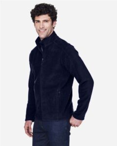 CORE365 88190 Men’s Journey Fleece Jacket – Classic Navy (on model side)