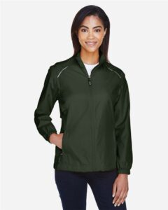 CORE365 78183 Women’s Techno Lite Motivate Unlined Lightweight Jacket – Forest (on model)