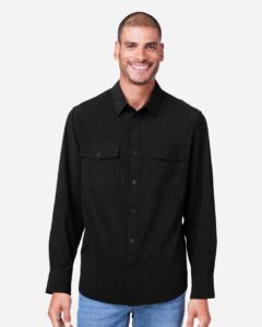 CORE365 CE510L Men’s Ultra UVP® Marina Shirt – Black (on model)
