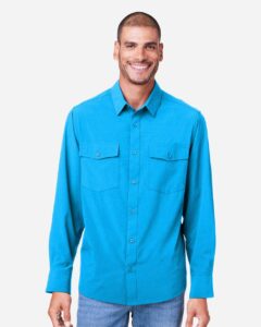 CORE365 CE510L Men’s Ultra UVP® Marina Shirt – Electric Blue (on model)