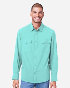 CORE365 CE510L Men’s Ultra UVP® Marina Shirt – Sea Glass (on model)