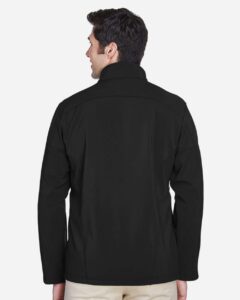 CORE365 88184 Men’s Cruise Two-Layer Fleece Bonded Soft Shell Jacket – Black (on model back)
