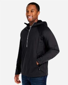 CORE365 CE711 Unisex Techno Lite Pullover Anorak – Black (on model side)
