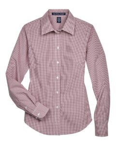 Devon & Jones D640W Women’s Crown Collection® Gingham Check Woven Dress Shirt – Burgundy
