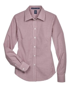 Devon & Jones D640W Women’s Crown Collection® Gingham Check Woven Dress Shirt – Burgundy