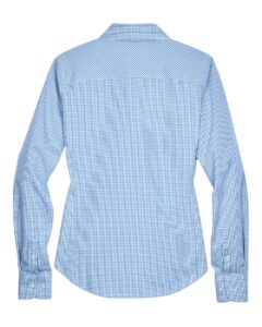Devon & Jones D640W Women’s Crown Collection® Gingham Check Woven Dress Shirt – French Blue (back)