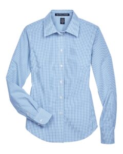 Devon & Jones D640W Women’s Crown Collection® Gingham Check Woven Dress Shirt – French Blue