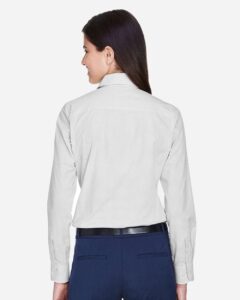 Devon & Jones D640W Women’s Crown Collection® Gingham Check Woven Dress Shirt – Silver (on model back)