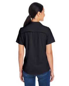 CORE365 CE510W Women’s Ultra UVP® Marina Shirt – Black (on model back)
