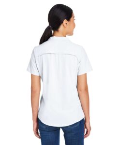 CORE365 CE510W Women’s Ultra UVP® Marina Shirt – White (on model back)