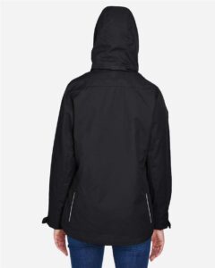 CORE365 78205 Women’s 3-in-1 Jacket with Fleece Liner – Black (on model back)