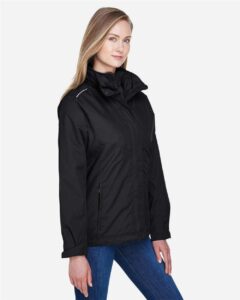 CORE365 78205 Women’s 3-in-1 Jacket with Fleece Liner – Black (on model side)