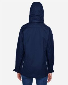 CORE365 78205 Women’s 3-in-1 Jacket with Fleece Liner – Classic Navy (on model back)