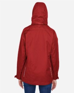 CORE365 78205 Women’s 3-in-1 Jacket with Fleece Liner – Classic Red (on model back)